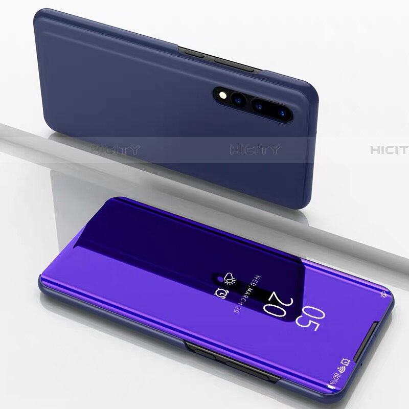 Handytasche Stand Schutzhülle Leder Rahmen Spiegel Tasche M01 für Samsung Galaxy A90 5G Violett Plus