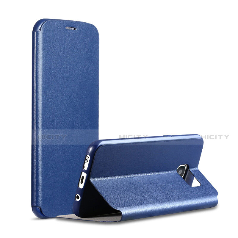 Handytasche Stand Schutzhülle Leder S01 für Samsung Galaxy S7 G930F G930FD Blau Plus