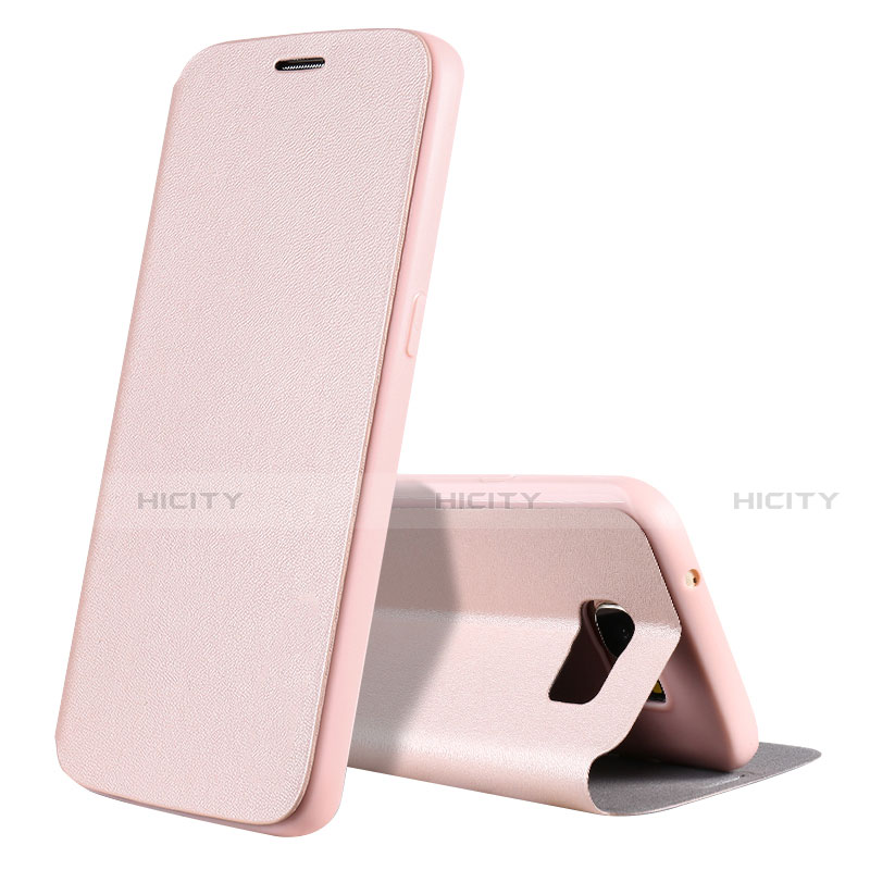 Handytasche Stand Schutzhülle Leder S01 für Samsung Galaxy S7 G930F G930FD Rosegold Plus