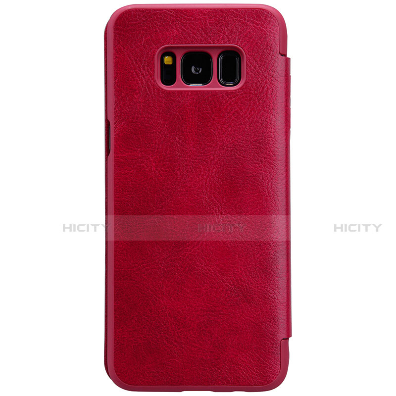 Handytasche Stand Schutzhülle Leder S01 für Samsung Galaxy S8 Rot groß