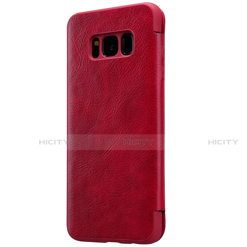 Handytasche Stand Schutzhülle Leder S01 für Samsung Galaxy S8 Rot groß
