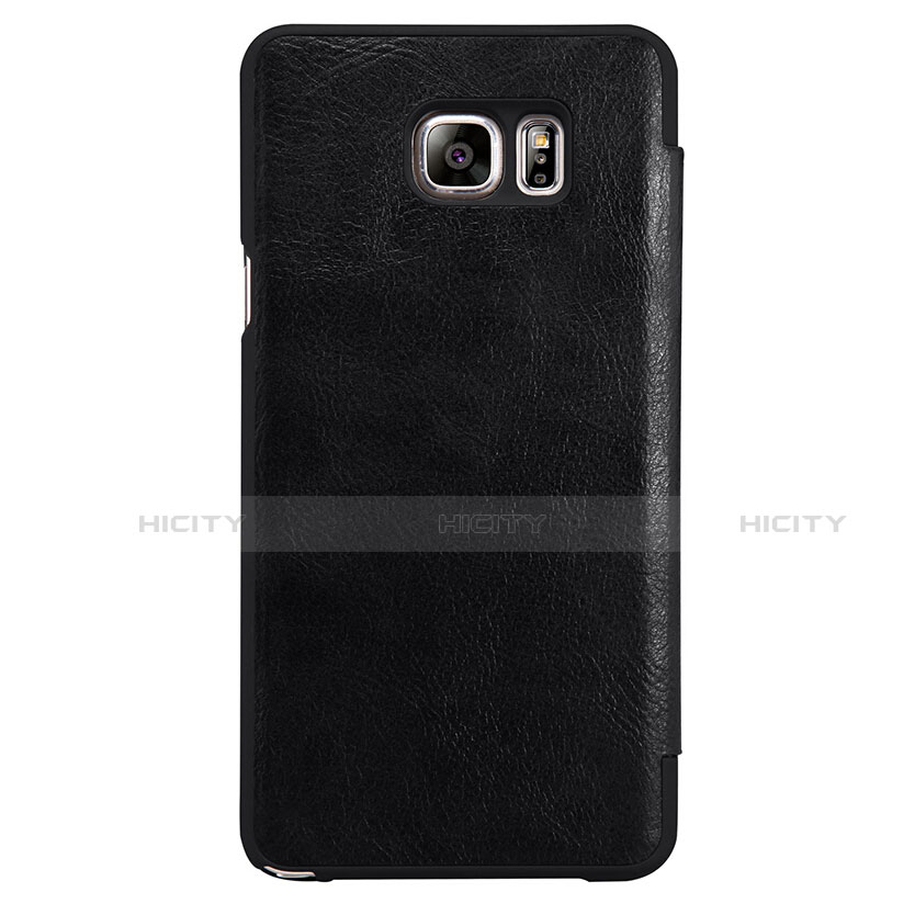 Handytasche Stand Schutzhülle Leder U01 für Samsung Galaxy S7 Edge G935F Schwarz groß