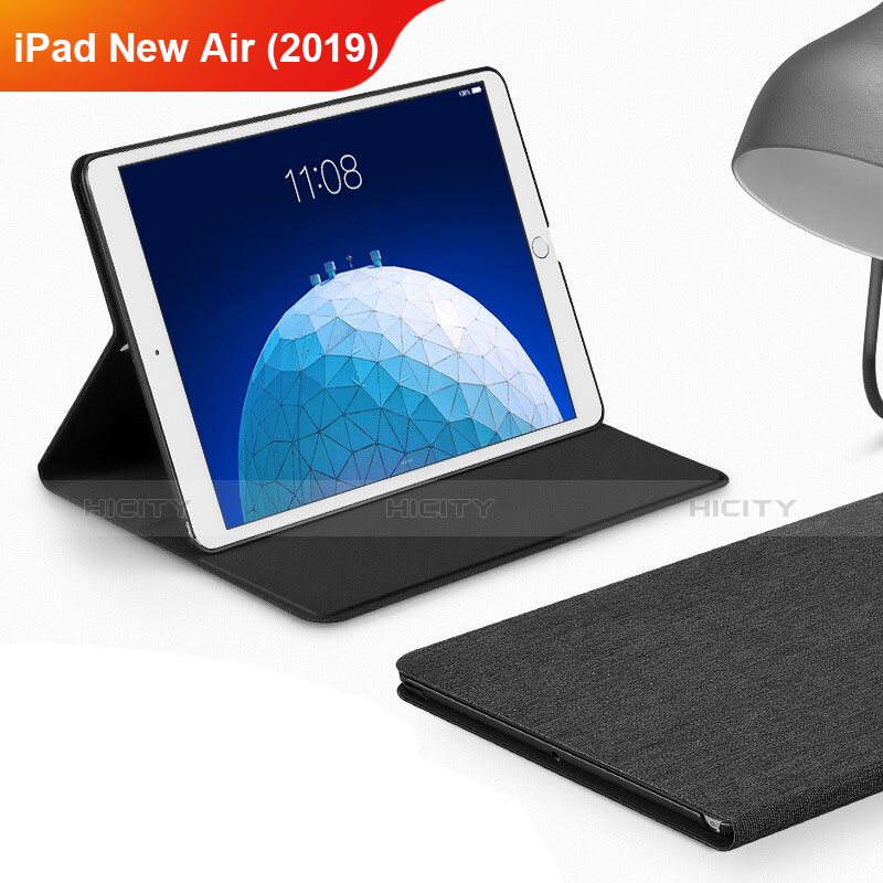 Handytasche Stand Schutzhülle Stoff für Apple iPad Air 3 Schwarz