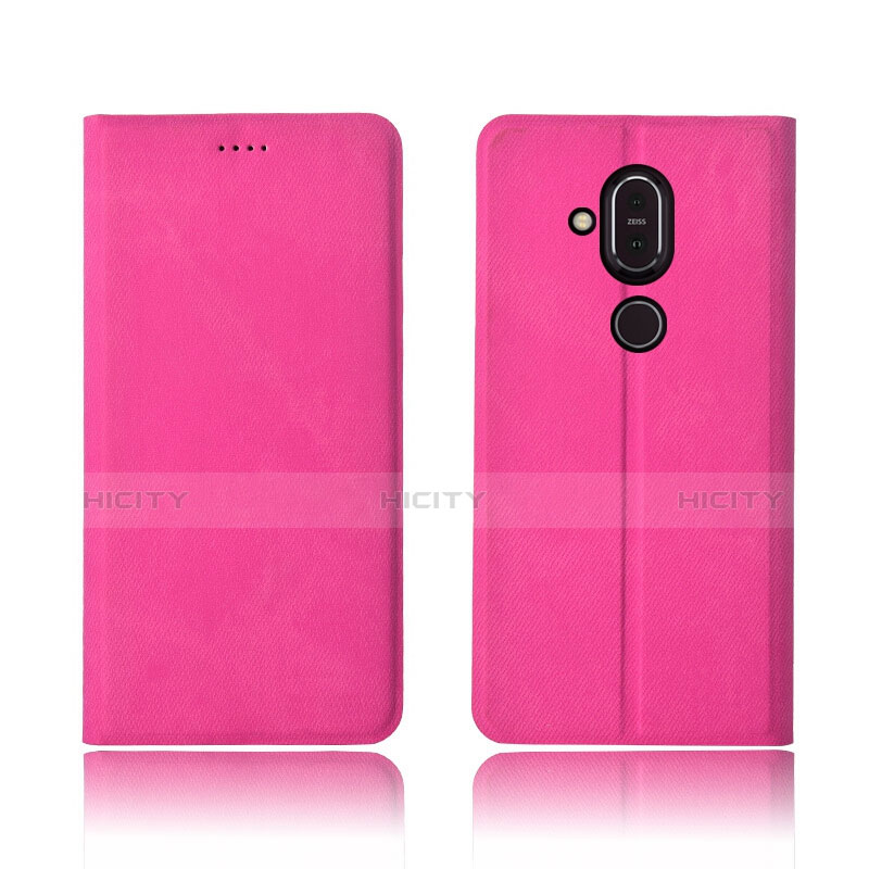 Handytasche Stand Schutzhülle Stoff für Nokia 7.1 Plus Pink Plus