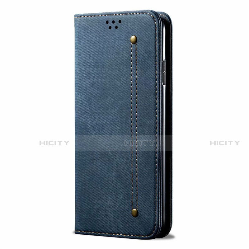 Handytasche Stand Schutzhülle Stoff für Samsung Galaxy M21s Blau