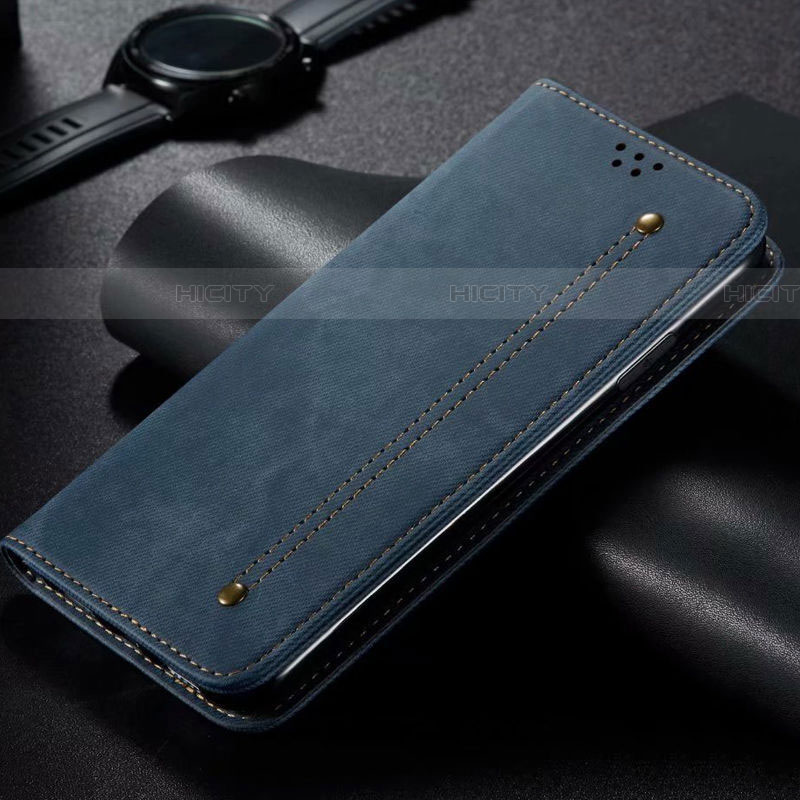 Handytasche Stand Schutzhülle Stoff H01 für Samsung Galaxy S20 Ultra 5G Blau Plus