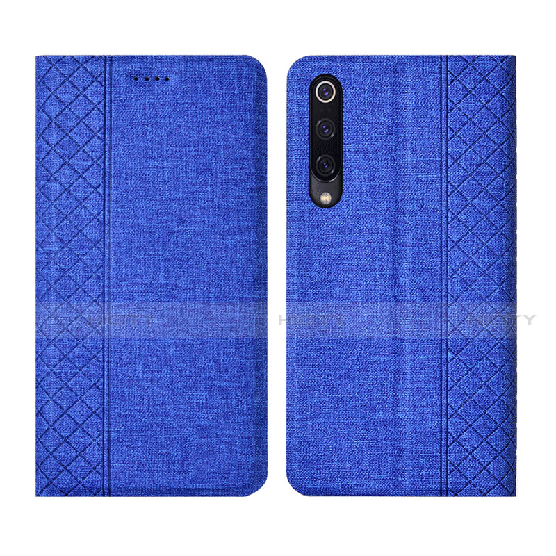 Handytasche Stand Schutzhülle Stoff H01 für Xiaomi Mi A3 Blau