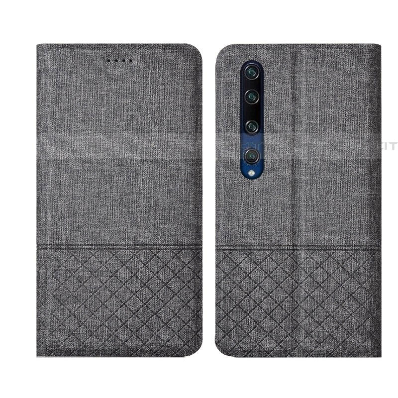 Handytasche Stand Schutzhülle Stoff L01 für Xiaomi Mi 10 Grau
