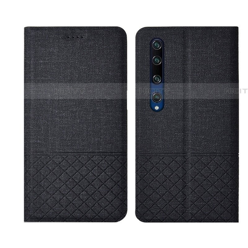 Handytasche Stand Schutzhülle Stoff L01 für Xiaomi Mi 10 Schwarz