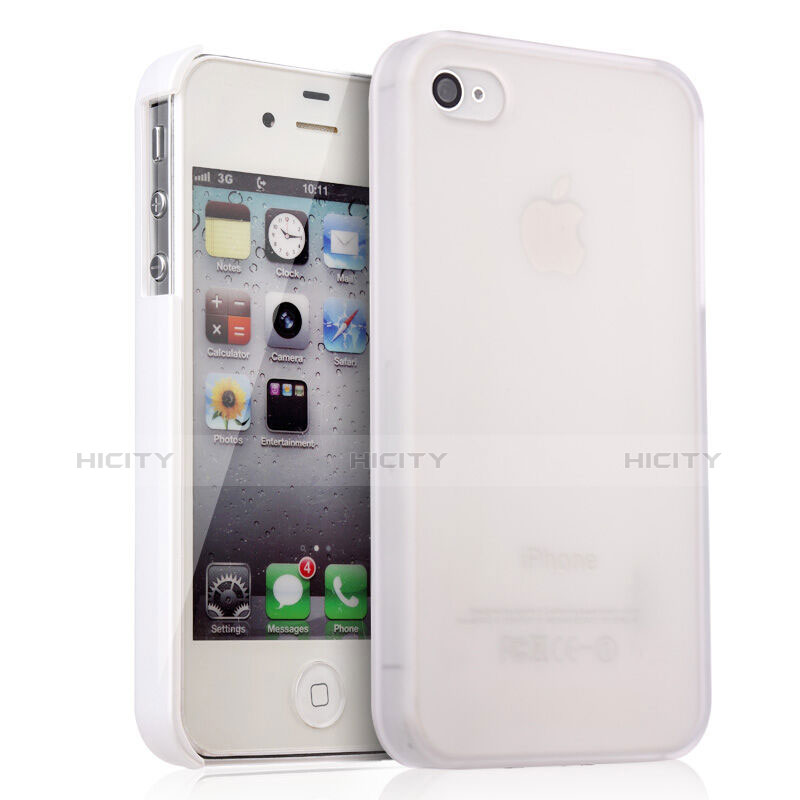 Hülle Kunststoff Schutzhülle Matt für Apple iPhone 4 Weiß Plus
