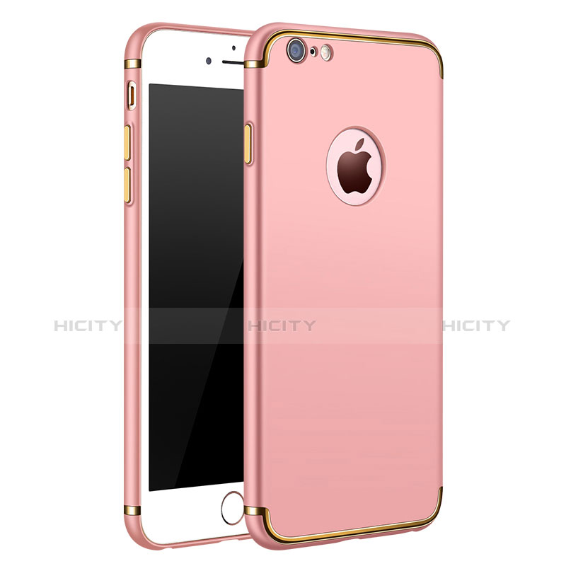 Hülle Luxus Metall Rahmen und Kunststoff M02 für Apple iPhone 6S Rosegold Plus