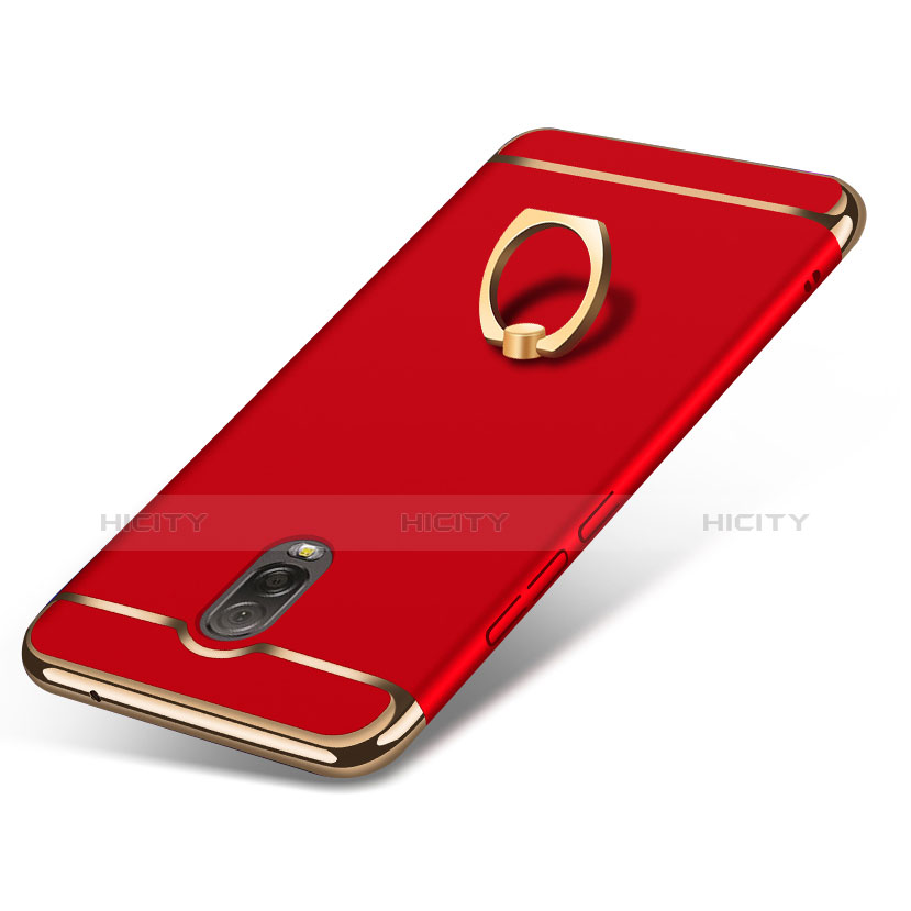 Hülle Luxus Metall Rahmen und Kunststoff mit Fingerring Ständer für Samsung Galaxy J7 Plus Rot Plus