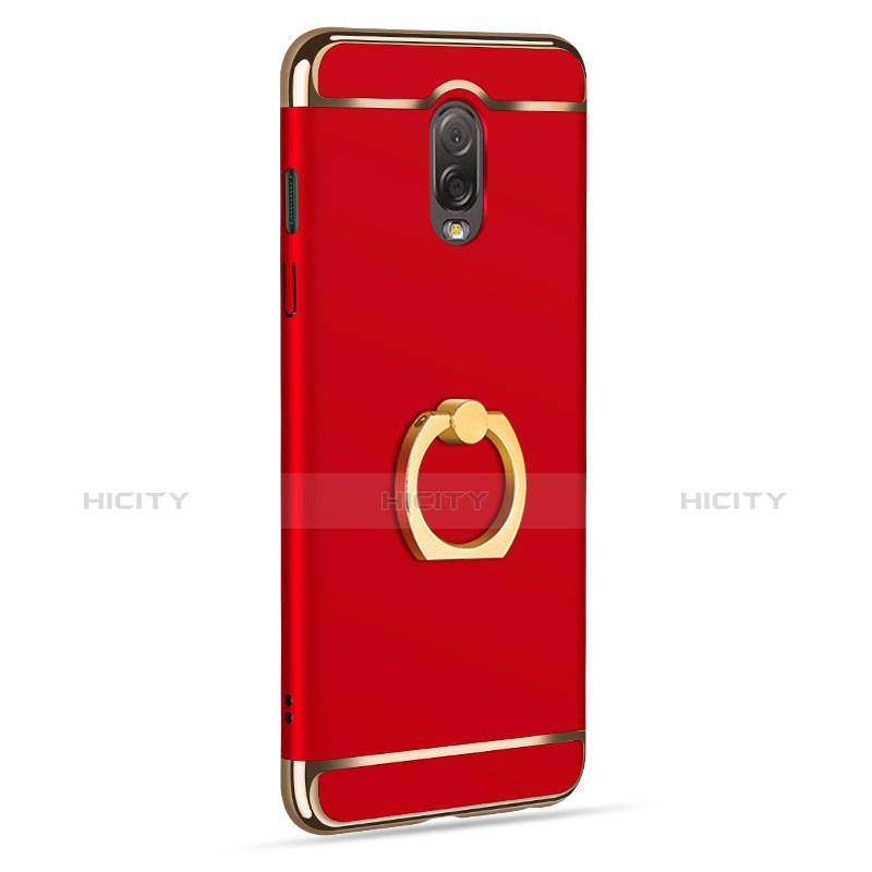 Hülle Luxus Metall Rahmen und Kunststoff mit Fingerring Ständer für Samsung Galaxy J7 Plus Rot groß