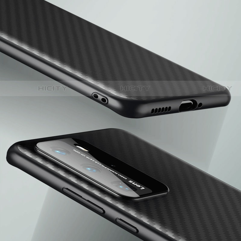 Kohlefaser Hülle Handyhülle Luxus Schutzhülle Flexible Tasche Köper C01 für Huawei P40 Pro Schwarz groß