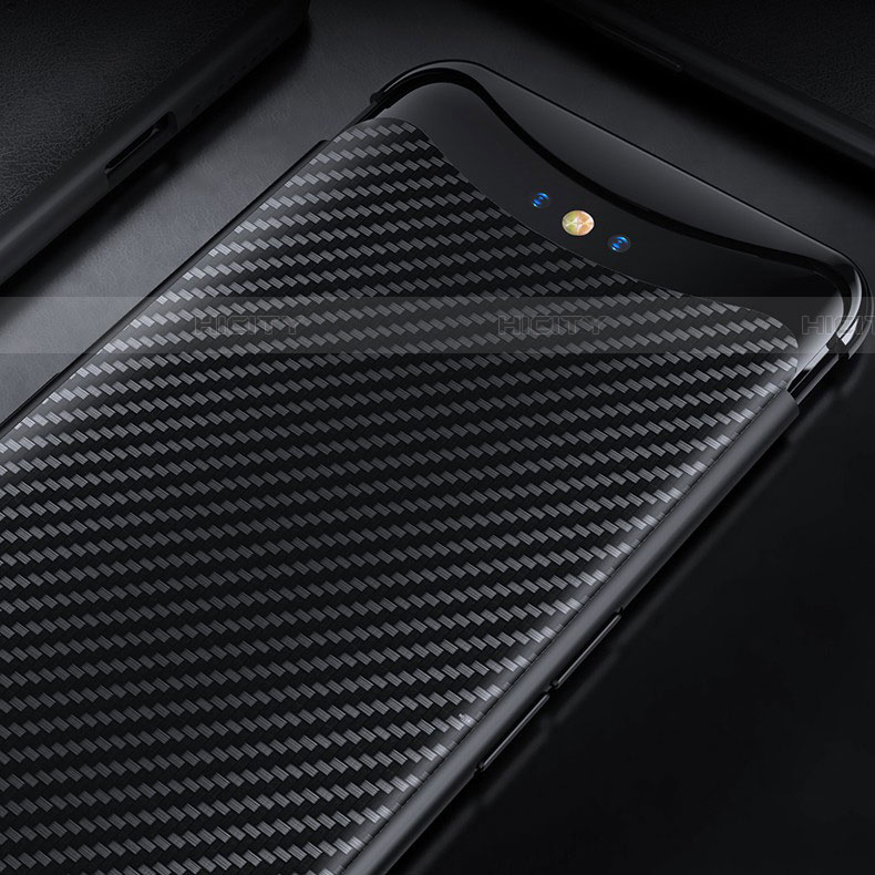 Kohlefaser Hülle Handyhülle Luxus Schutzhülle Tasche Köper T01 für Oppo Find X Schwarz groß