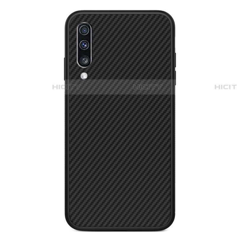 Kohlefaser Hülle Handyhülle Luxus Schutzhülle Tasche Köper T01 für Samsung Galaxy A70 Schwarz groß