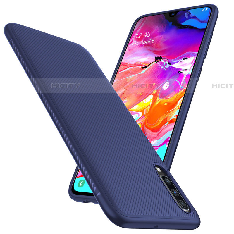 Kohlefaser Hülle Handyhülle Luxus Schutzhülle Tasche Köper T02 für Samsung Galaxy A70 groß