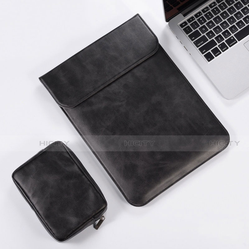 Leder Handy Tasche Sleeve Schutz Hülle für Apple MacBook 12 zoll Schwarz Plus