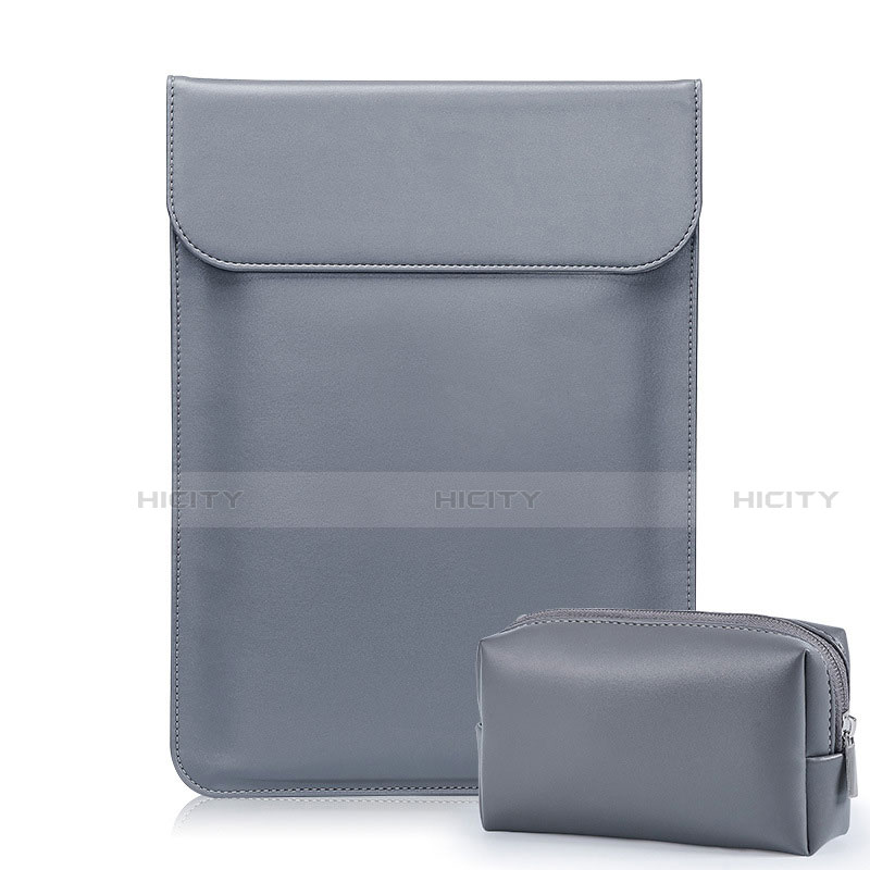 Leder Handy Tasche Sleeve Schutz Hülle L02 für Samsung Galaxy Book Flex 15.6 NP950QCG Grau Plus