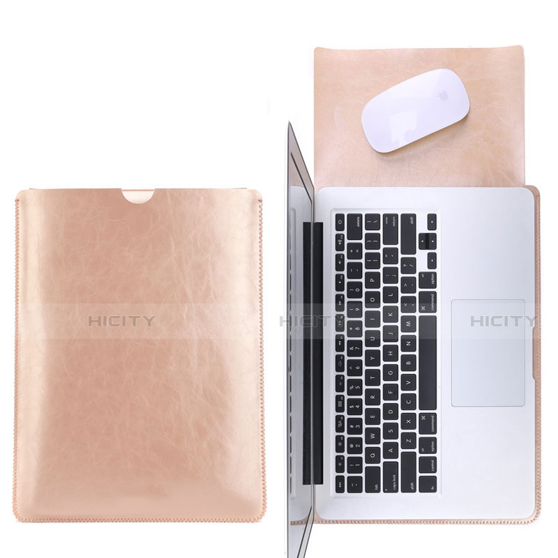 Leder Handy Tasche Sleeve Schutz Hülle L17 für Apple MacBook 12 zoll Gold