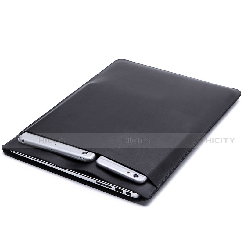 Leder Handy Tasche Sleeve Schutz Hülle L20 für Apple MacBook Air 13 zoll (2020) Schwarz Plus