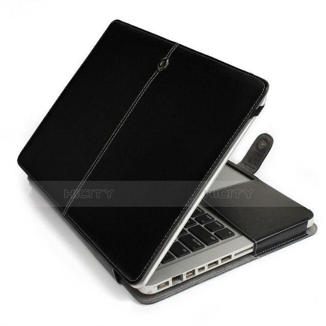 Leder Handy Tasche Sleeve Schutz Hülle L24 für Apple MacBook 12 zoll Schwarz Plus