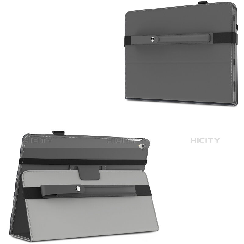 Leder Hülle Schreibzeug Schreibgerät Beutel Halter mit Abnehmbare Gummiband für Apple Pencil Apple New iPad 9.7 (2018) Grau groß