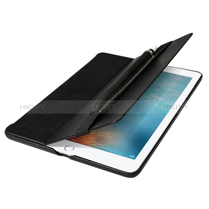 Leder Hülle Schreibzeug Schreibgerät Beutel Halter mit Abnehmbare Gummiband P01 für Apple Pencil Apple iPad Pro 12.9 Schwarz groß