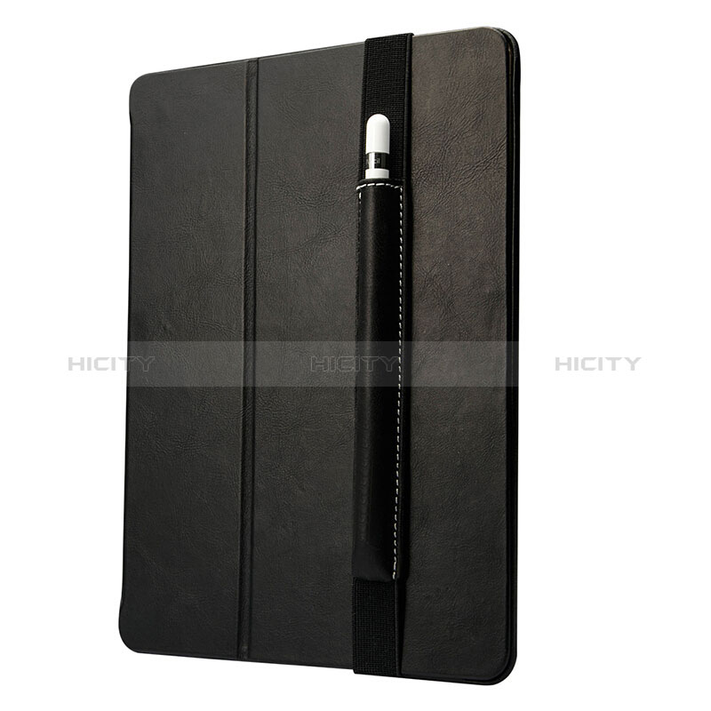 Leder Hülle Schreibzeug Schreibgerät Beutel Halter mit Abnehmbare Gummiband P01 für Apple Pencil Apple iPad Pro 9.7 Schwarz groß