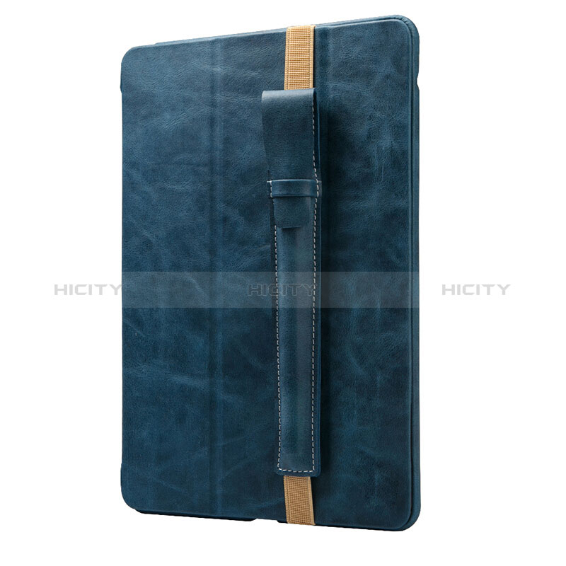 Leder Hülle Schreibzeug Schreibgerät Beutel Halter mit Abnehmbare Gummiband P02 für Apple Pencil Apple iPad Pro 10.5 Blau