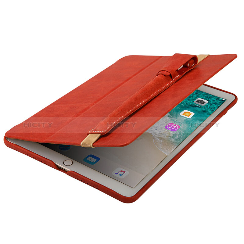 Leder Hülle Schreibzeug Schreibgerät Beutel Halter mit Abnehmbare Gummiband P02 für Apple Pencil Apple iPad Pro 12.9 (2017) Rot groß