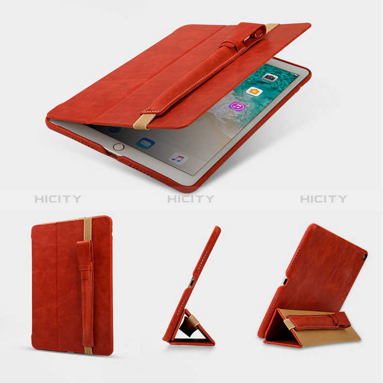 Leder Hülle Schreibzeug Schreibgerät Beutel Halter mit Abnehmbare Gummiband P02 für Apple Pencil Apple iPad Pro 12.9 (2017) Rot groß