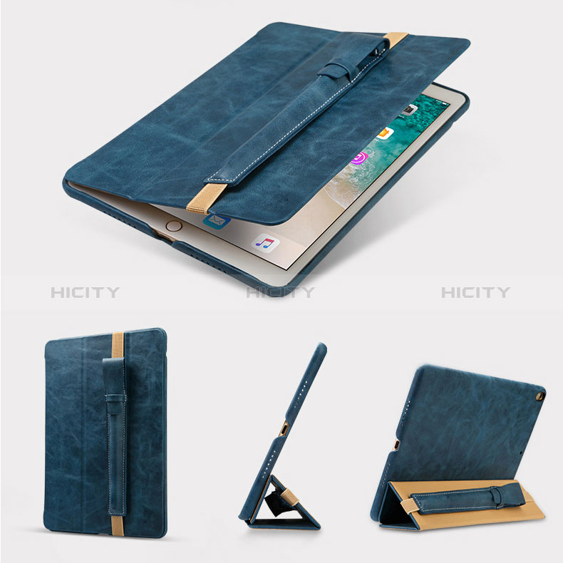 Leder Hülle Schreibzeug Schreibgerät Beutel Halter mit Abnehmbare Gummiband P02 für Apple Pencil Apple iPad Pro 9.7 Blau groß