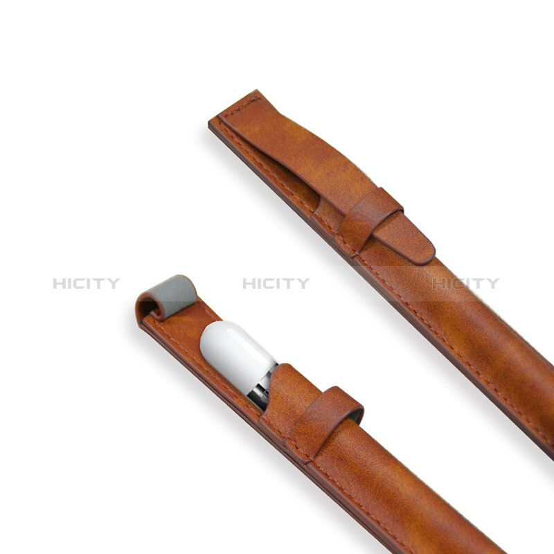 Leder Hülle Schreibzeug Schreibgerät Beutel Halter mit Abnehmbare Gummiband P03 für Apple Pencil Apple iPad Pro 10.5 Braun