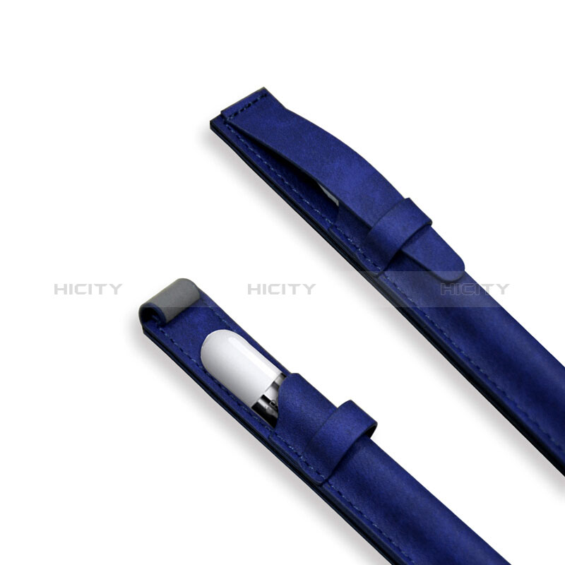Leder Hülle Schreibzeug Schreibgerät Beutel Halter mit Abnehmbare Gummiband P03 für Apple Pencil Apple iPad Pro 12.9 (2017) Blau groß