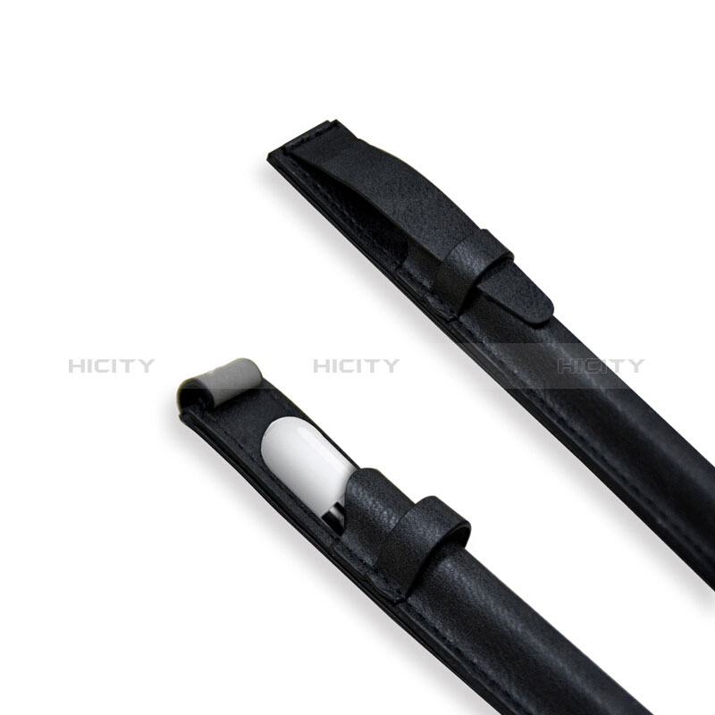 Leder Hülle Schreibzeug Schreibgerät Beutel Halter mit Abnehmbare Gummiband P03 für Apple Pencil Apple iPad Pro 12.9 (2017) Schwarz groß