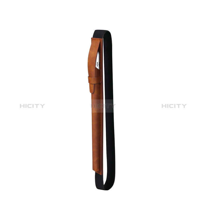 Leder Hülle Schreibzeug Schreibgerät Beutel Halter mit Abnehmbare Gummiband P03 für Apple Pencil Apple iPad Pro 12.9 Braun groß