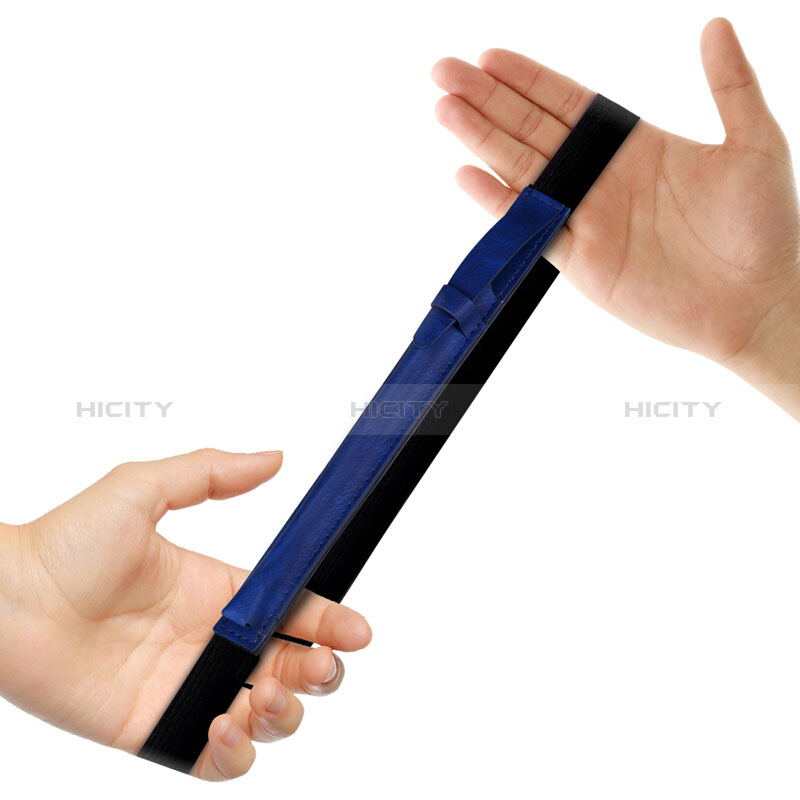 Leder Hülle Schreibzeug Schreibgerät Beutel Halter mit Abnehmbare Gummiband P03 für Apple Pencil Apple iPad Pro 9.7 Blau