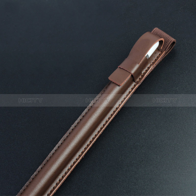 Leder Hülle Schreibzeug Schreibgerät Beutel Halter mit Abnehmbare Gummiband P04 für Apple Pencil Apple iPad Pro 10.5 Braun Plus