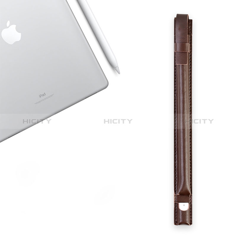 Leder Hülle Schreibzeug Schreibgerät Beutel Halter mit Abnehmbare Gummiband P04 für Apple Pencil Apple iPad Pro 10.5 Braun groß