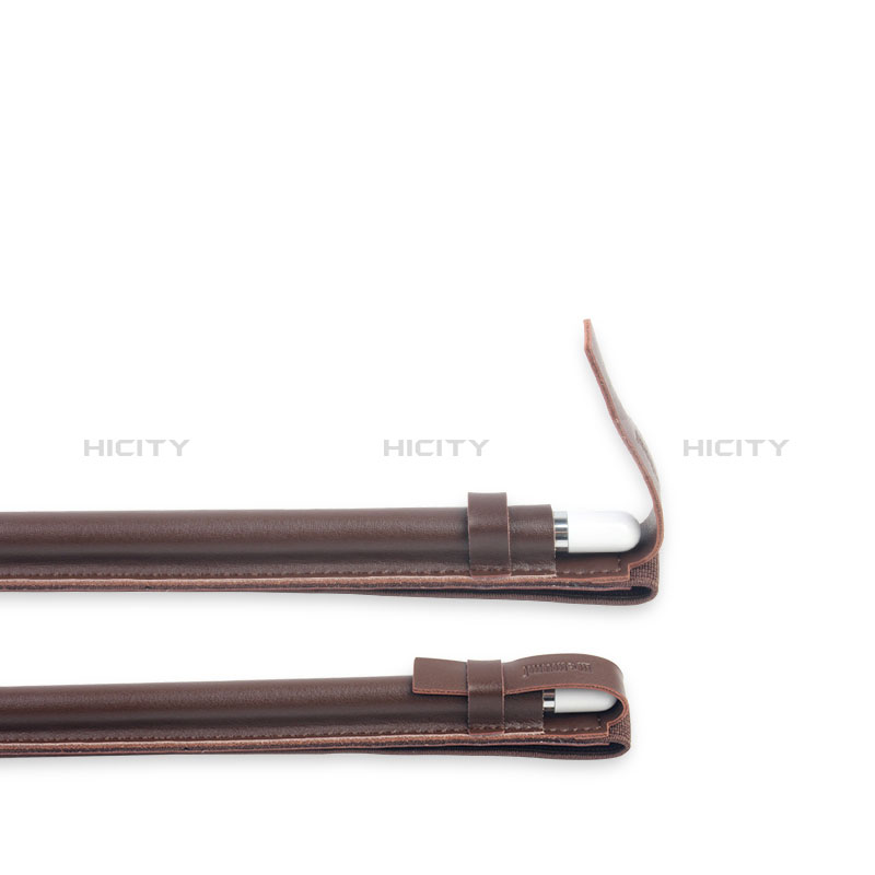 Leder Hülle Schreibzeug Schreibgerät Beutel Halter mit Abnehmbare Gummiband P04 für Apple Pencil Apple iPad Pro 10.5 Braun groß
