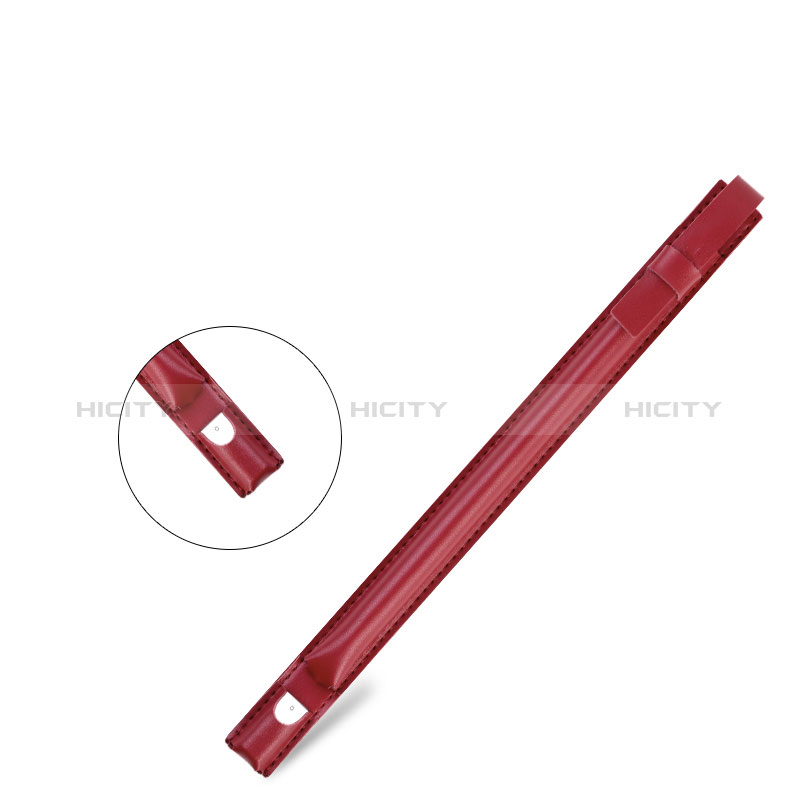 Leder Hülle Schreibzeug Schreibgerät Beutel Halter mit Abnehmbare Gummiband P04 für Apple Pencil Apple iPad Pro 12.9 (2017) Rot groß