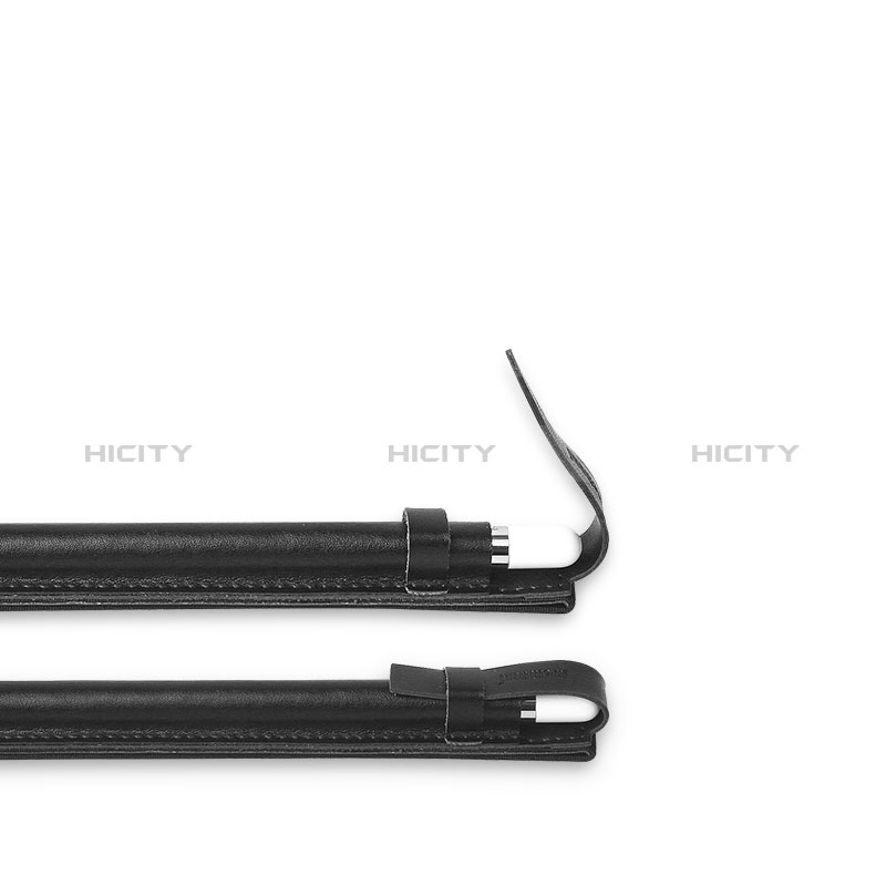 Leder Hülle Schreibzeug Schreibgerät Beutel Halter mit Abnehmbare Gummiband P04 für Apple Pencil Apple iPad Pro 12.9 (2017) Schwarz groß