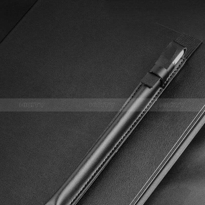 Leder Hülle Schreibzeug Schreibgerät Beutel Halter mit Abnehmbare Gummiband P04 für Apple Pencil Apple iPad Pro 12.9 Schwarz groß