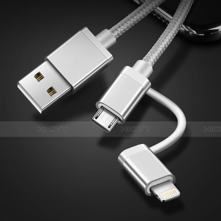 Lightning USB Ladekabel Kabel Android Micro USB C01 für Apple iPad Mini 2 Silber groß