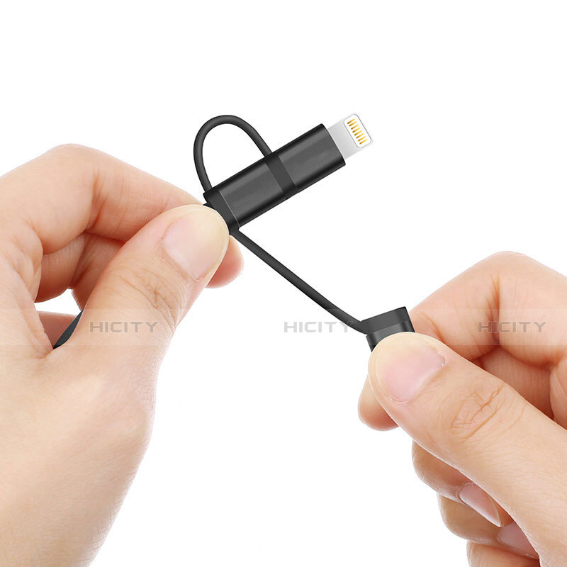 Lightning USB Ladekabel Kabel Android Micro USB C01 für Apple iPhone 11 Pro Schwarz groß