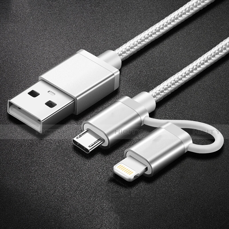 Lightning USB Ladekabel Kabel Android Micro USB C01 für Apple iPhone 12 Max Silber