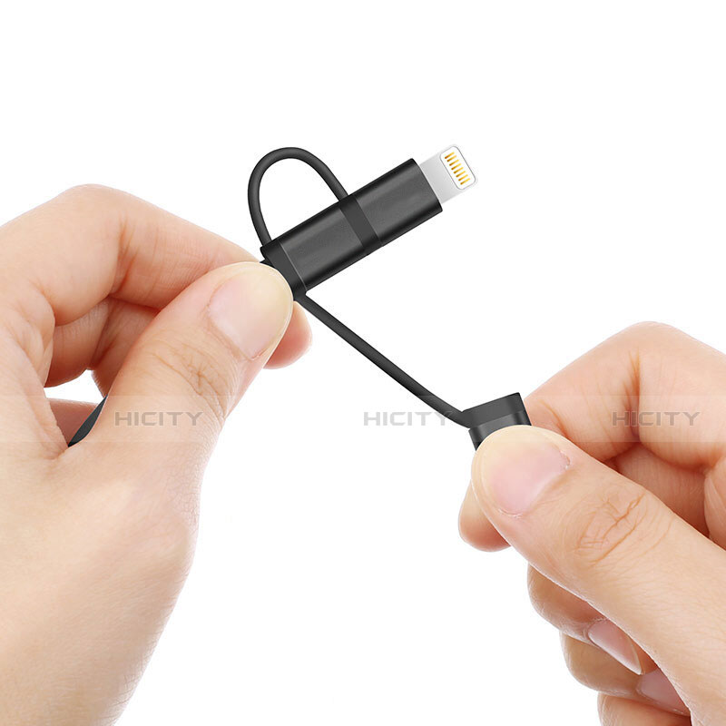 Lightning USB Ladekabel Kabel Android Micro USB C01 für Apple iPhone Xs Schwarz groß