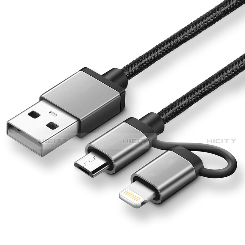 Lightning USB Ladekabel Kabel Android Micro USB ML04 Schwarz Plus