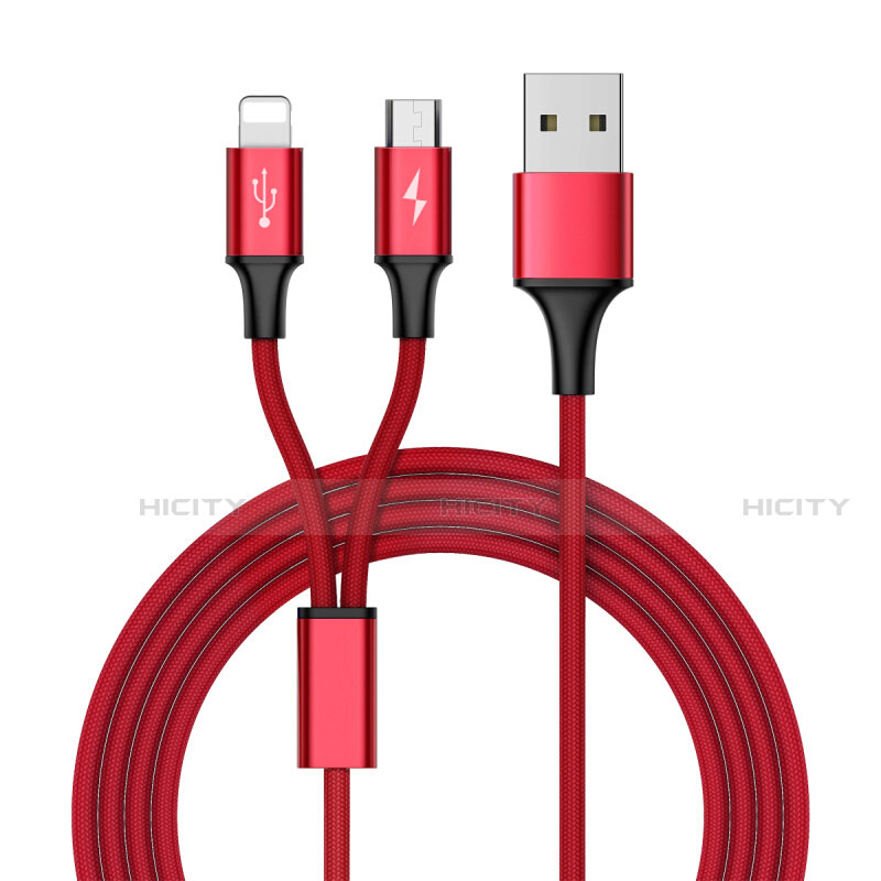 Lightning USB Ladekabel Kabel Android Micro USB ML05 Rot Plus